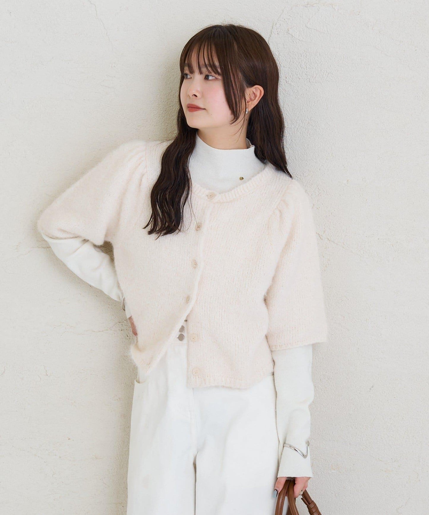 《10%OFFおすすめアイテム》蓬鬆短袖針織開衫