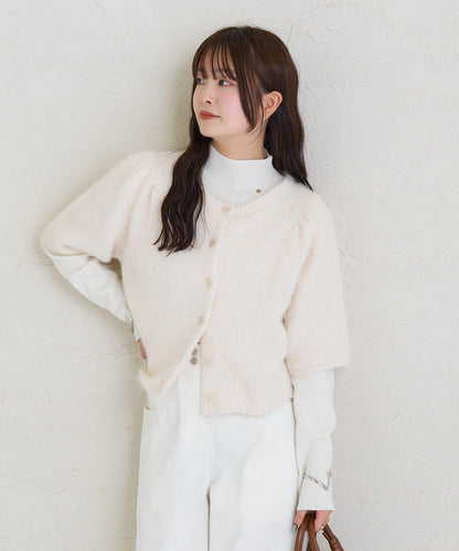 《10%OFFおすすめアイテム》蓬鬆短袖針織開衫