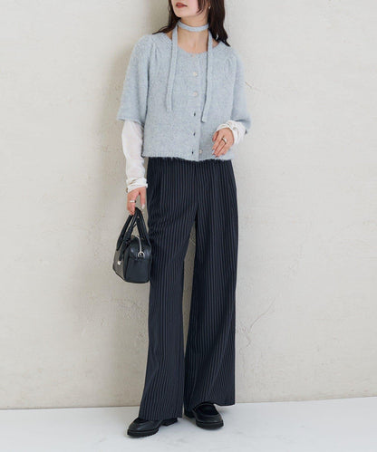 《10%OFFおすすめアイテム》蓬鬆短袖針織開衫