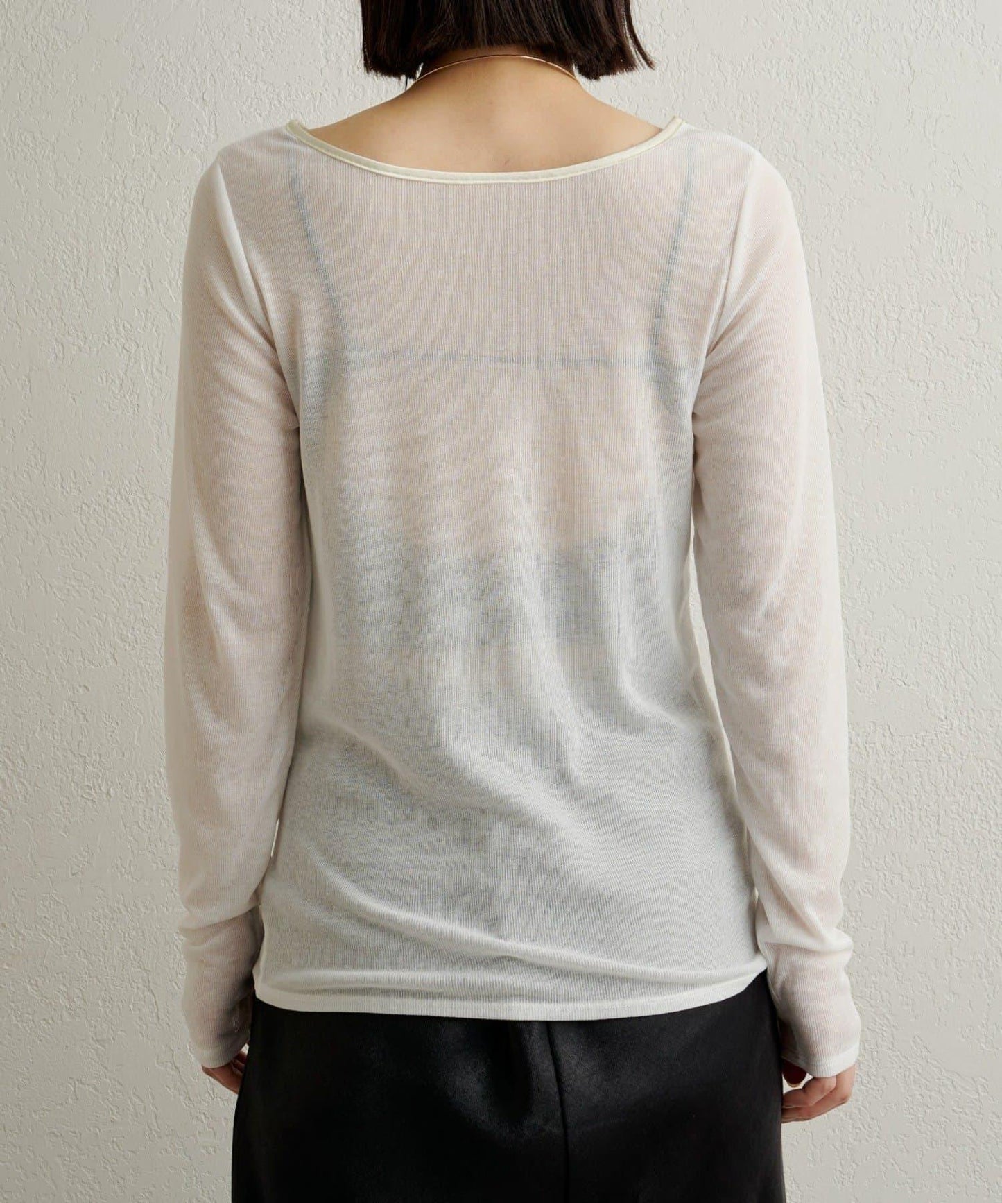 緞面拼接長袖T恤