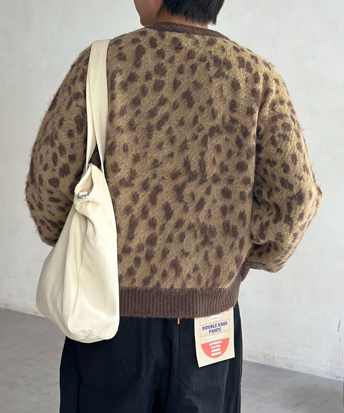 仿馬海毛全印花針織套頭衫