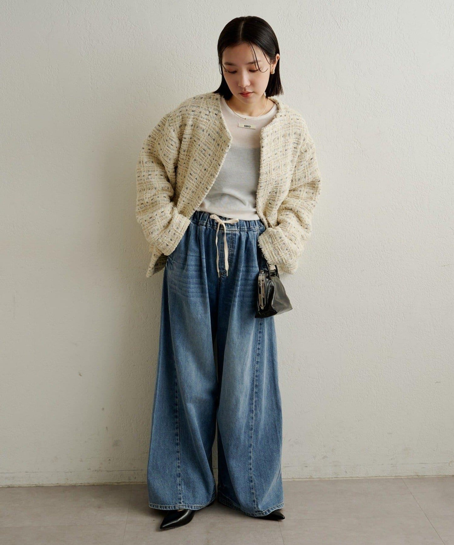 可搭配套裝穿著無領花呢夾克