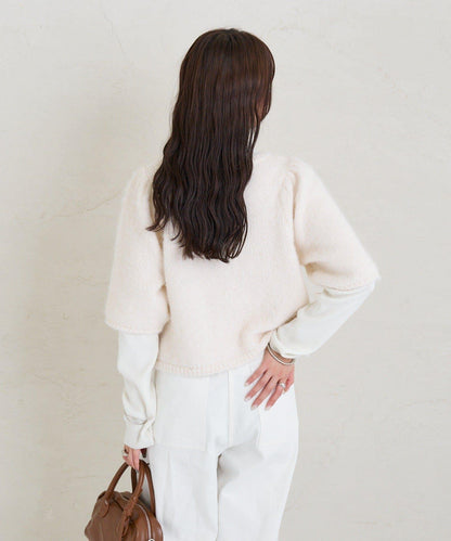 《10%OFFおすすめアイテム》蓬鬆短袖針織開衫