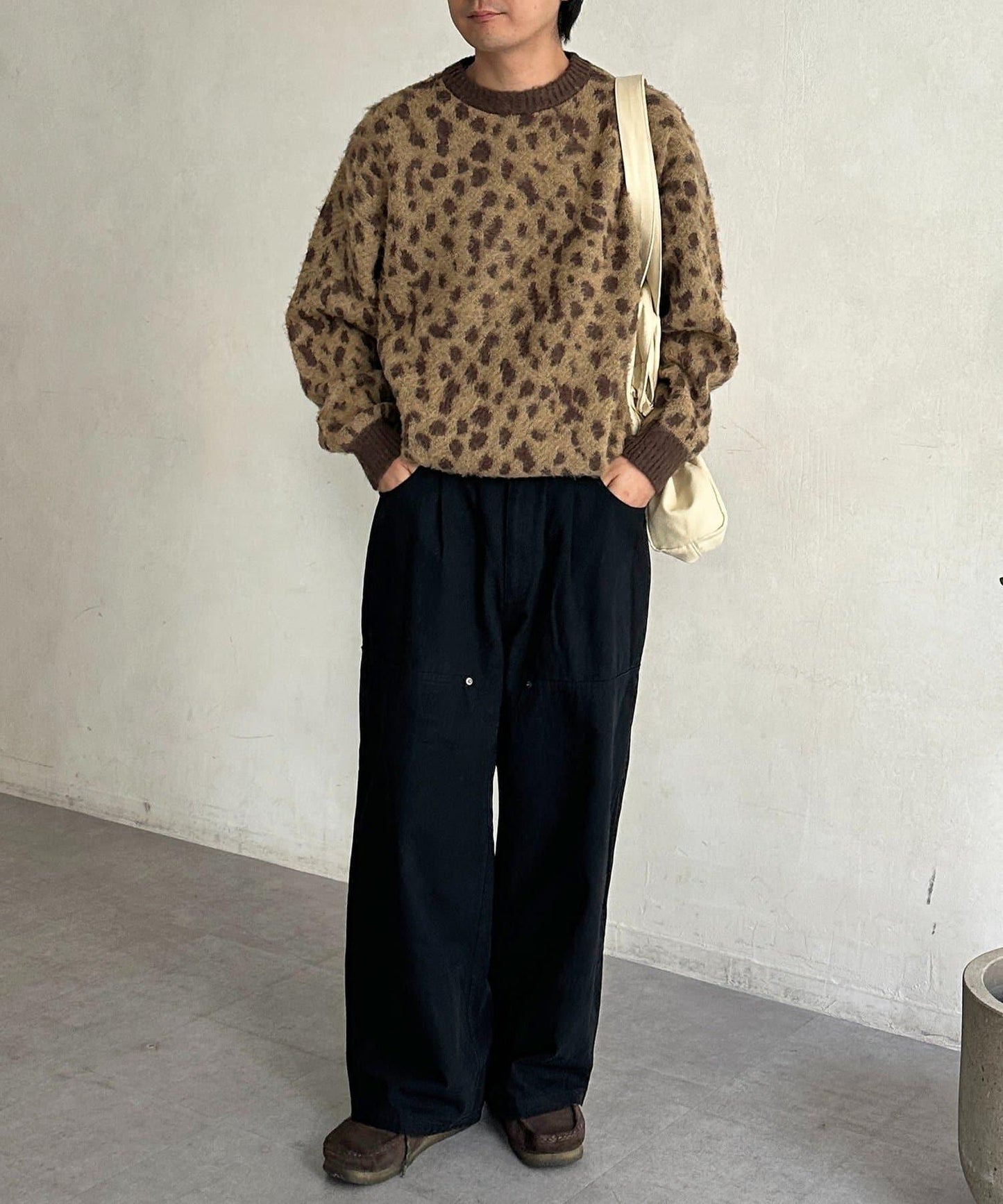 仿馬海毛全印花針織套頭衫