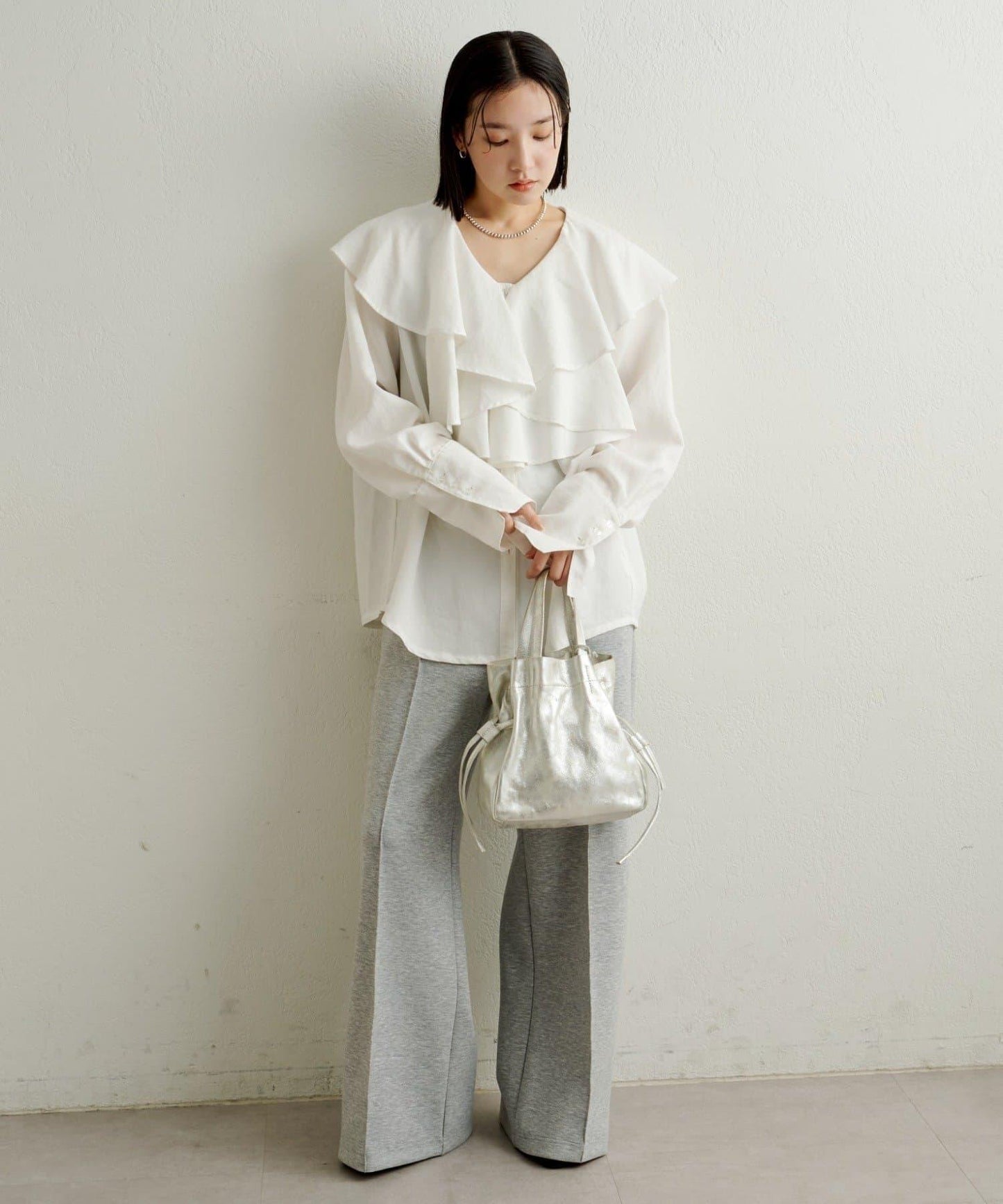 【可搭配套裝穿著◎】仿水洗荷葉邊襯衫