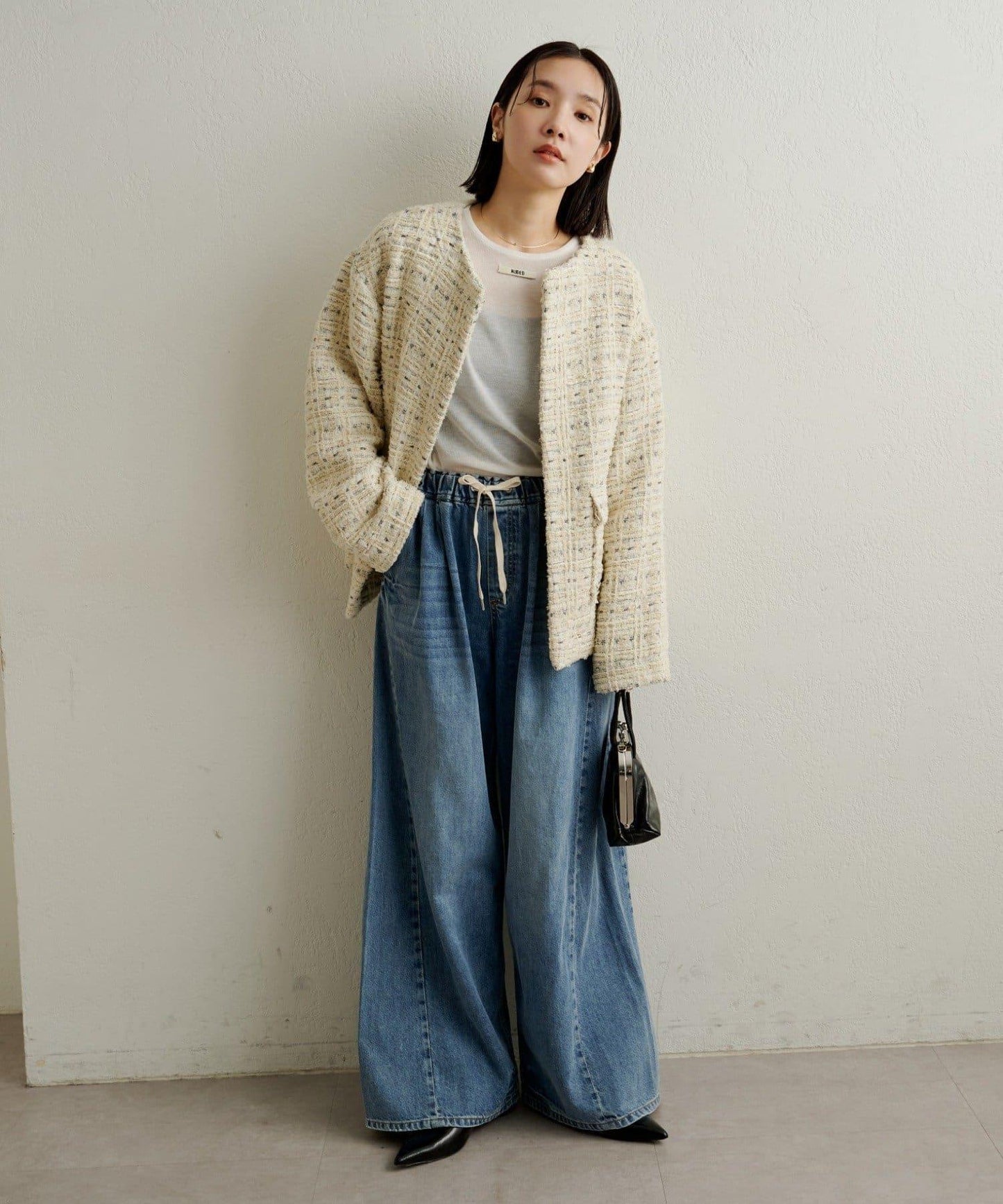 可搭配套裝穿著無領花呢夾克