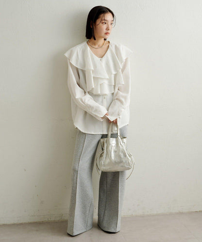 【可搭配套裝穿著◎】仿水洗荷葉邊襯衫