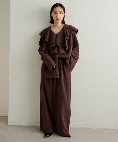 【可搭配套裝穿著◎】仿水洗荷葉邊襯衫