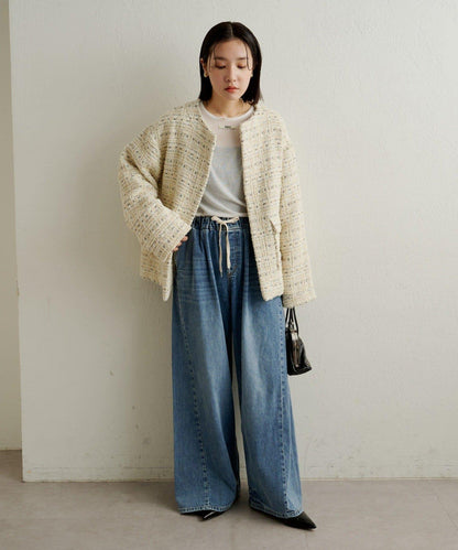 可搭配套裝穿著無領花呢夾克