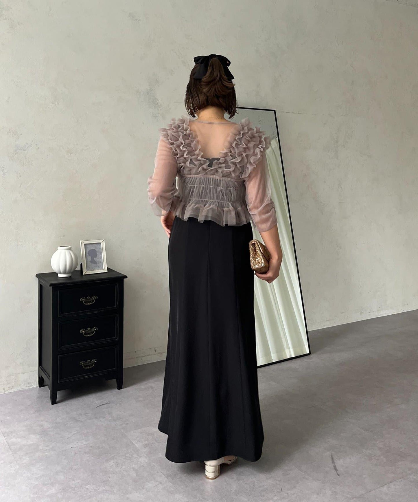 【MOMO】透視荷葉邊吊帶疊穿連衣裙