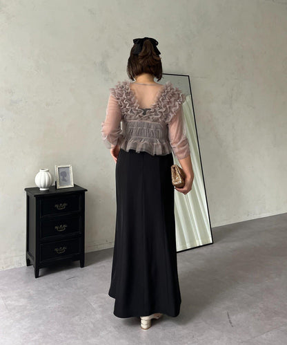 【MOMO】透視荷葉邊吊帶疊穿連衣裙