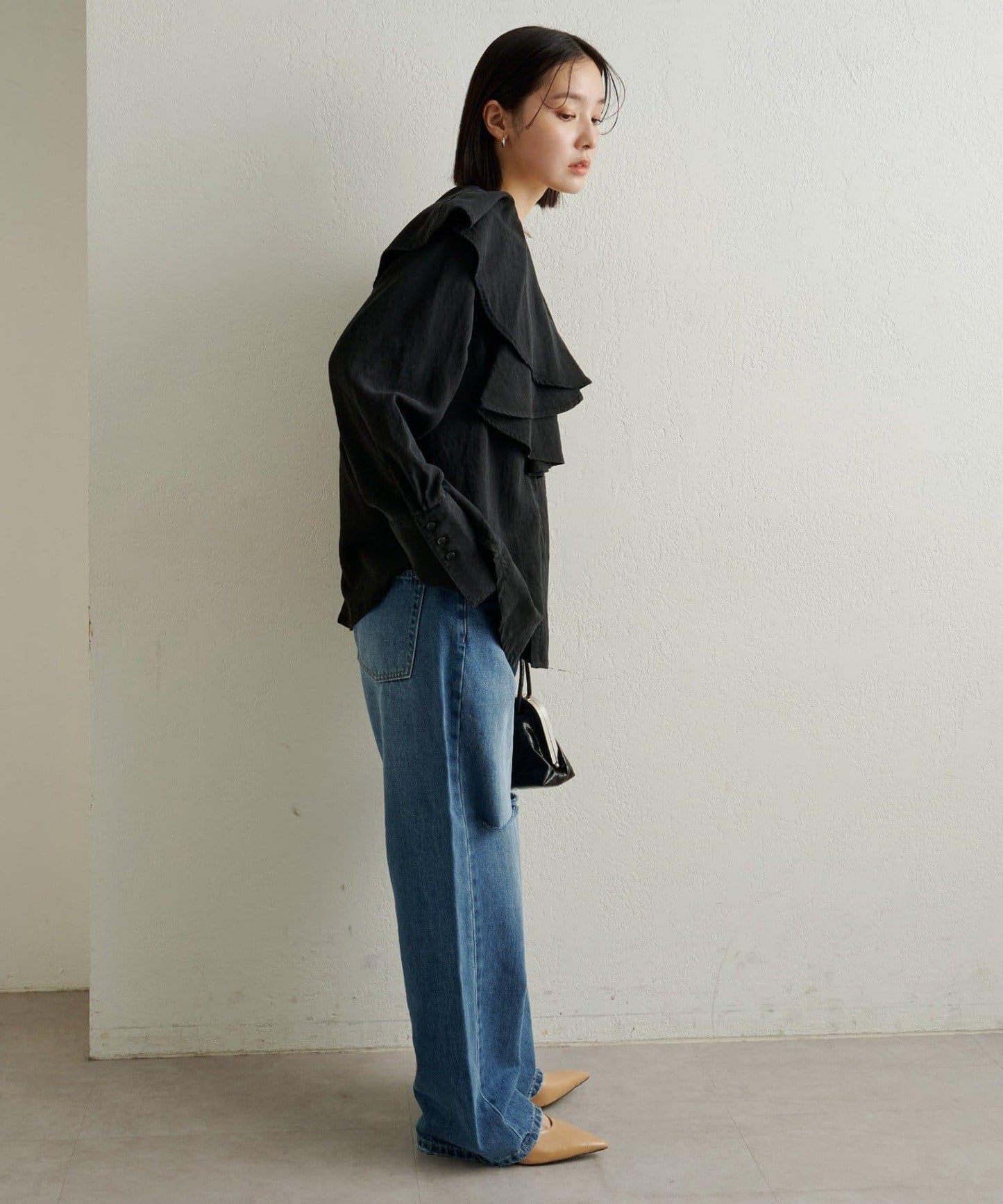 【可搭配套裝穿著◎】仿水洗荷葉邊襯衫