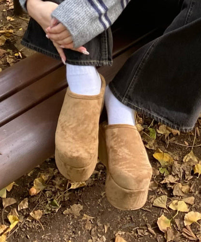 厚底羊羔絨懶人鞋