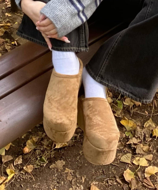 厚底羊羔絨懶人鞋