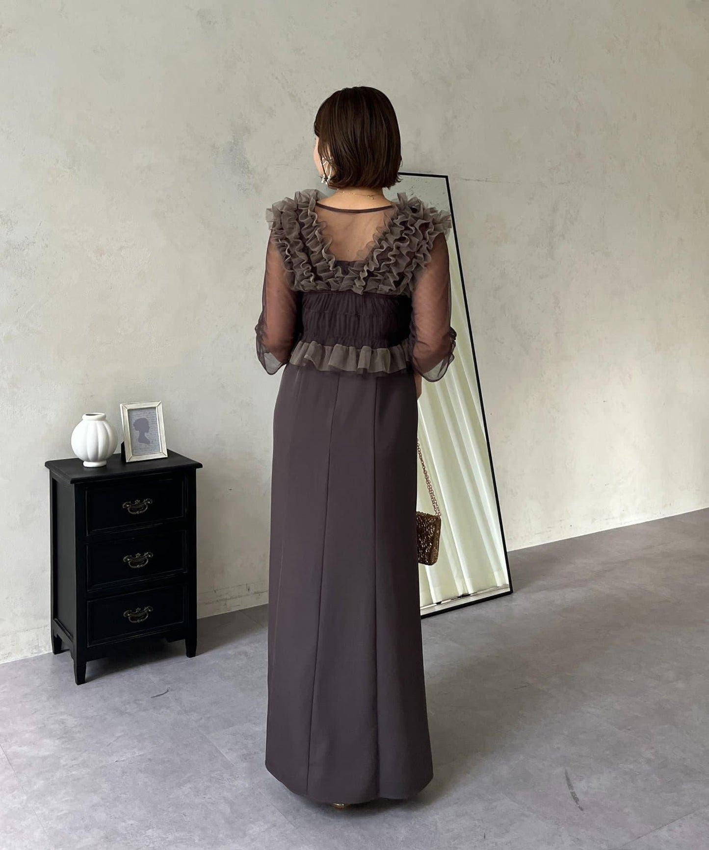 【MOMO】透視荷葉邊吊帶疊穿連衣裙