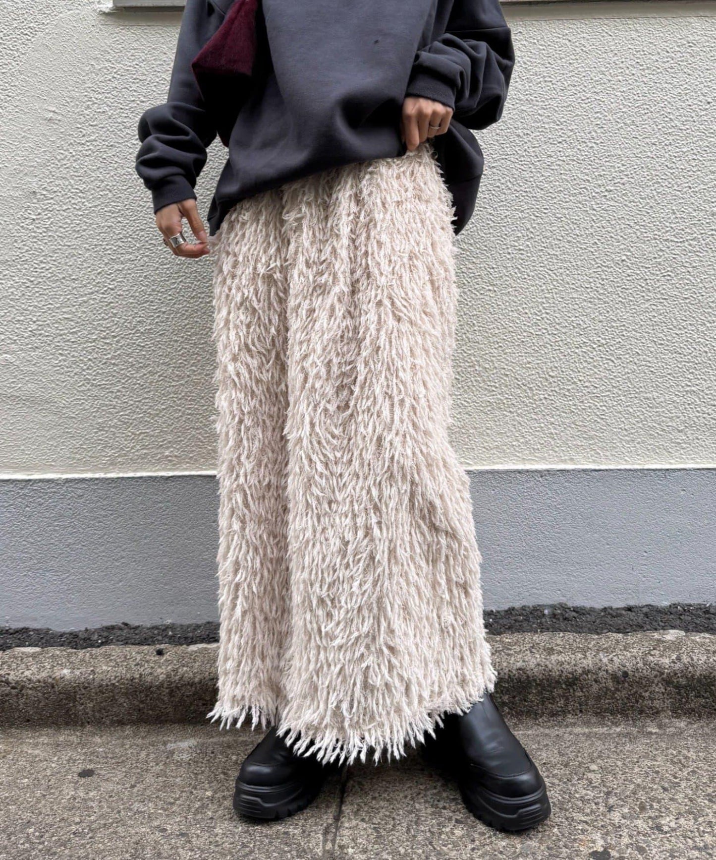 羽毛流蘇中長裙