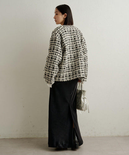 可搭配套裝穿著無領花呢夾克