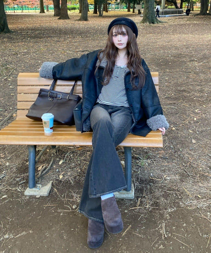 【可調節腰圍/兩種尺碼】喇叭牛仔褲