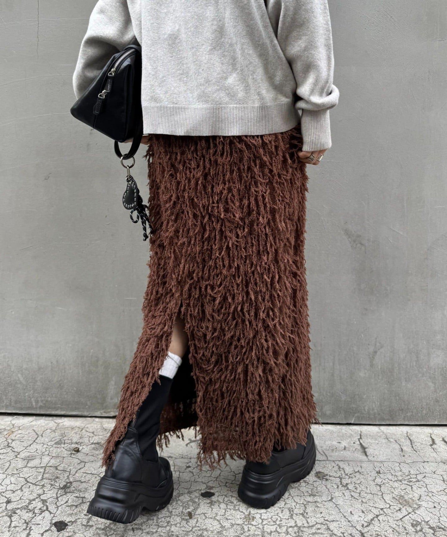 羽毛流蘇中長裙