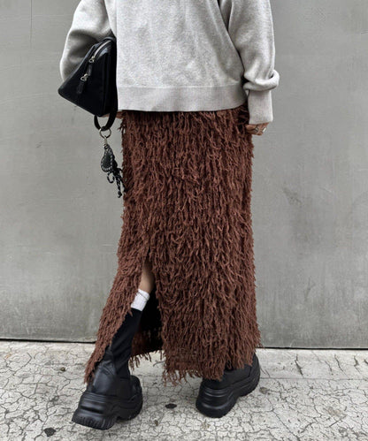 羽毛流蘇中長裙