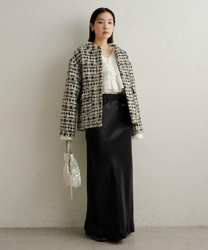 可搭配套裝穿著無領花呢夾克