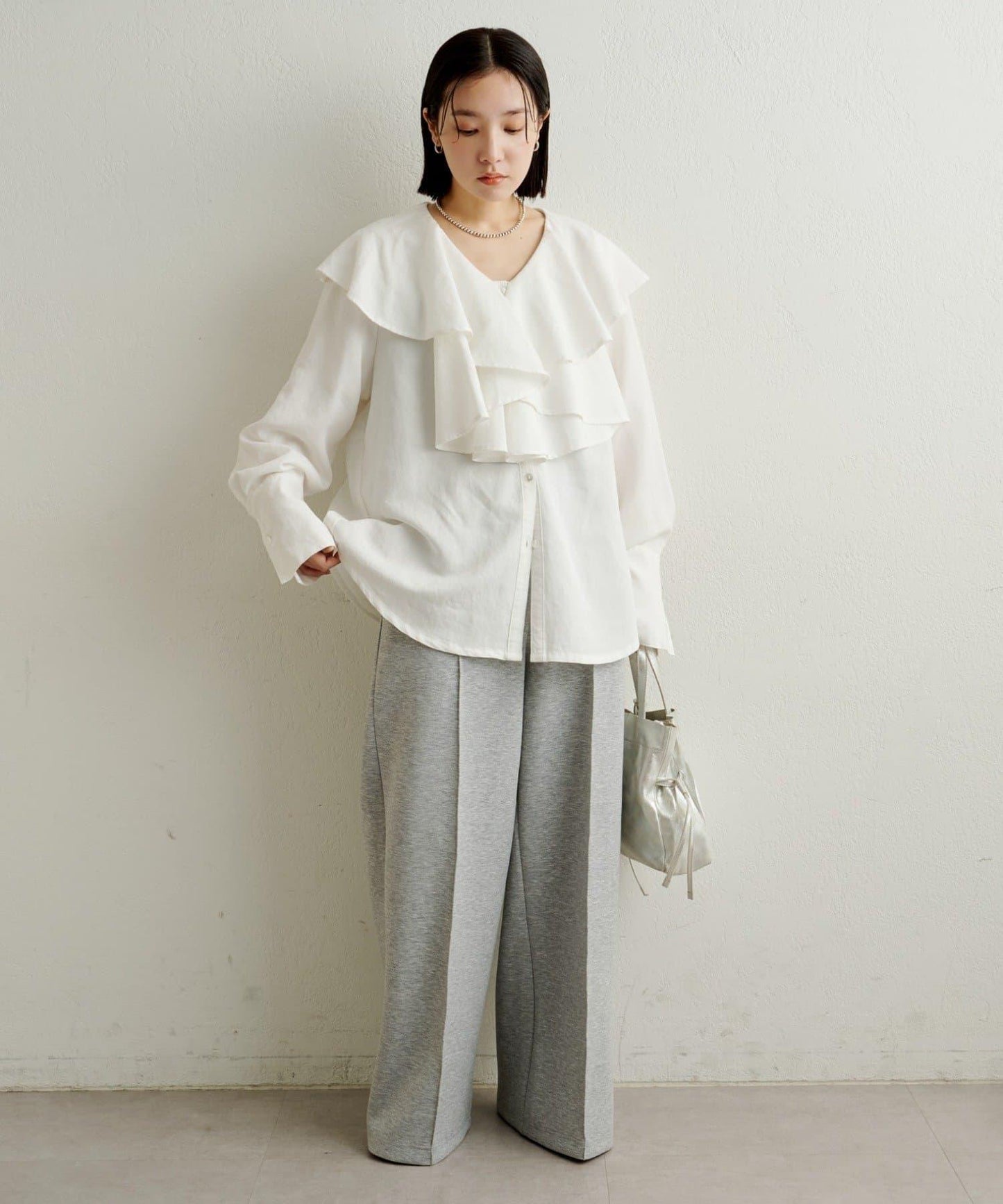 【可搭配套裝穿著◎】仿水洗荷葉邊襯衫