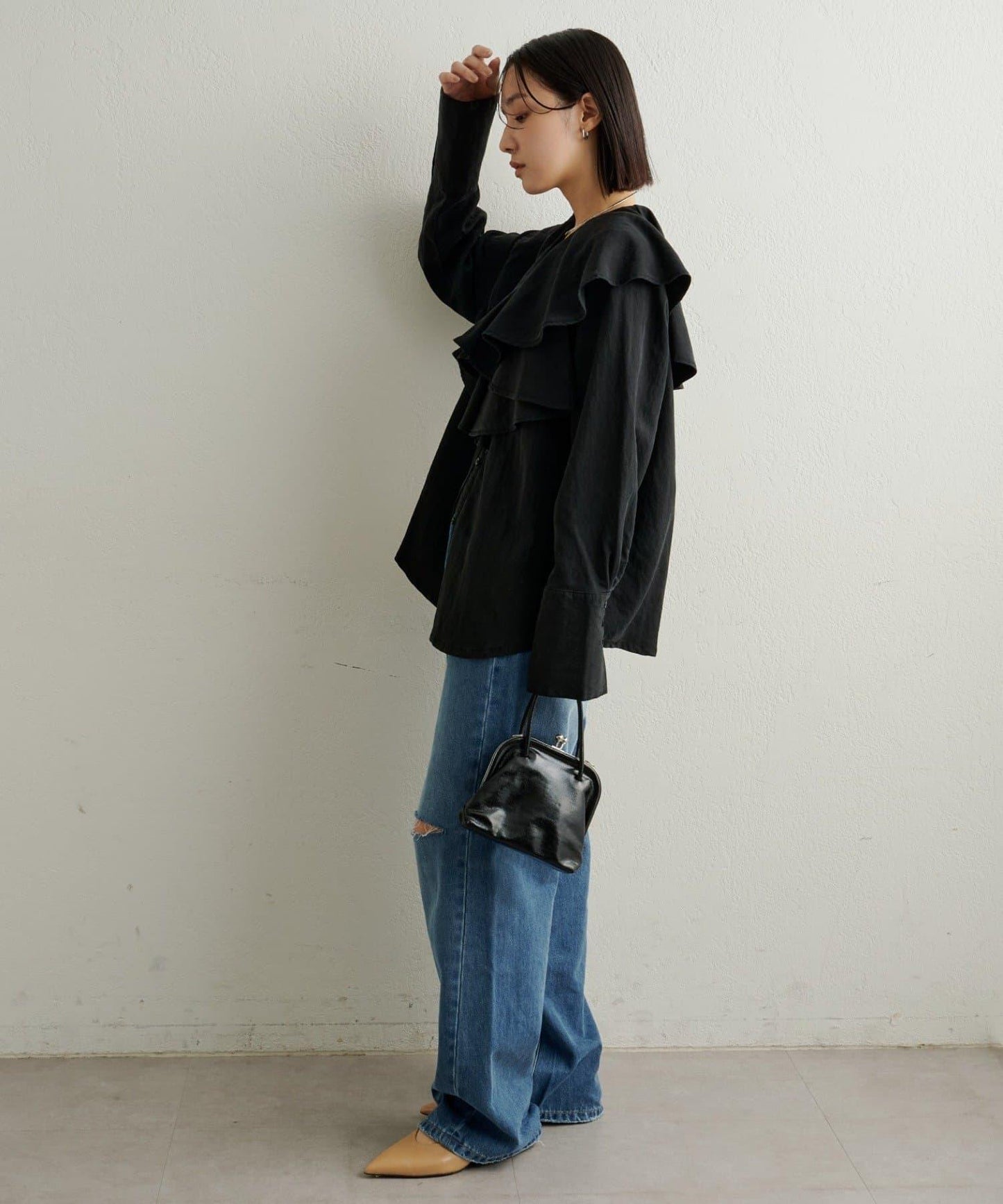 【可搭配套裝穿著◎】仿水洗荷葉邊襯衫