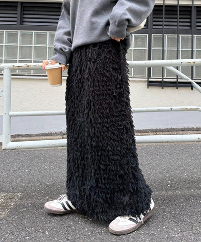 羽毛流蘇中長裙