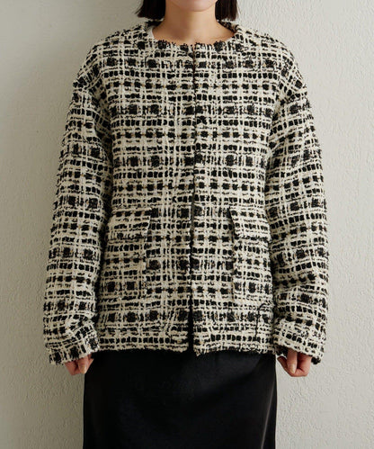 可搭配套裝穿著無領花呢夾克