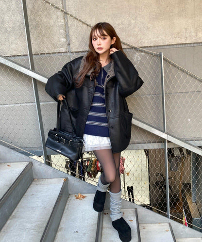 厚底羊羔絨懶人鞋