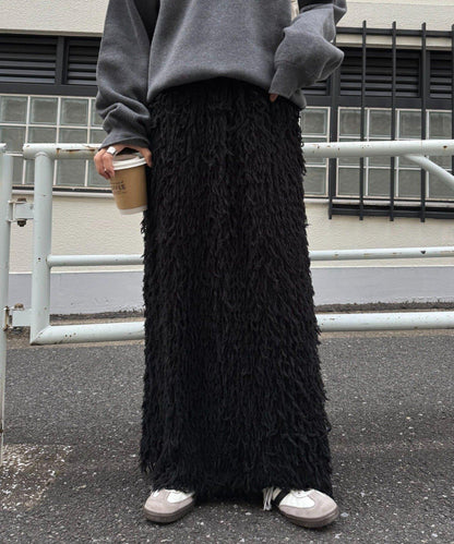 羽毛流蘇中長裙