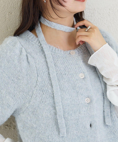 《10%OFFおすすめアイテム》蓬鬆短袖針織開衫