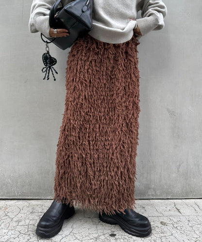 羽毛流蘇中長裙