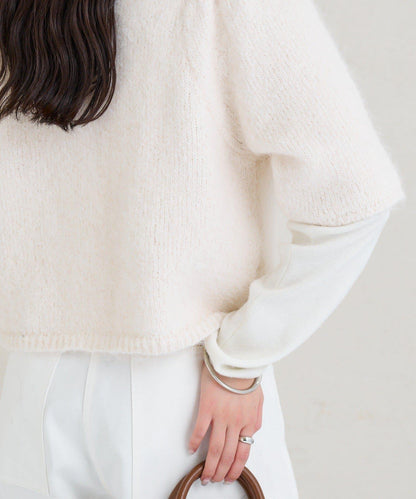 《10%OFFおすすめアイテム》蓬鬆短袖針織開衫