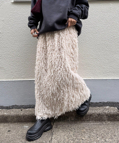 羽毛流蘇中長裙