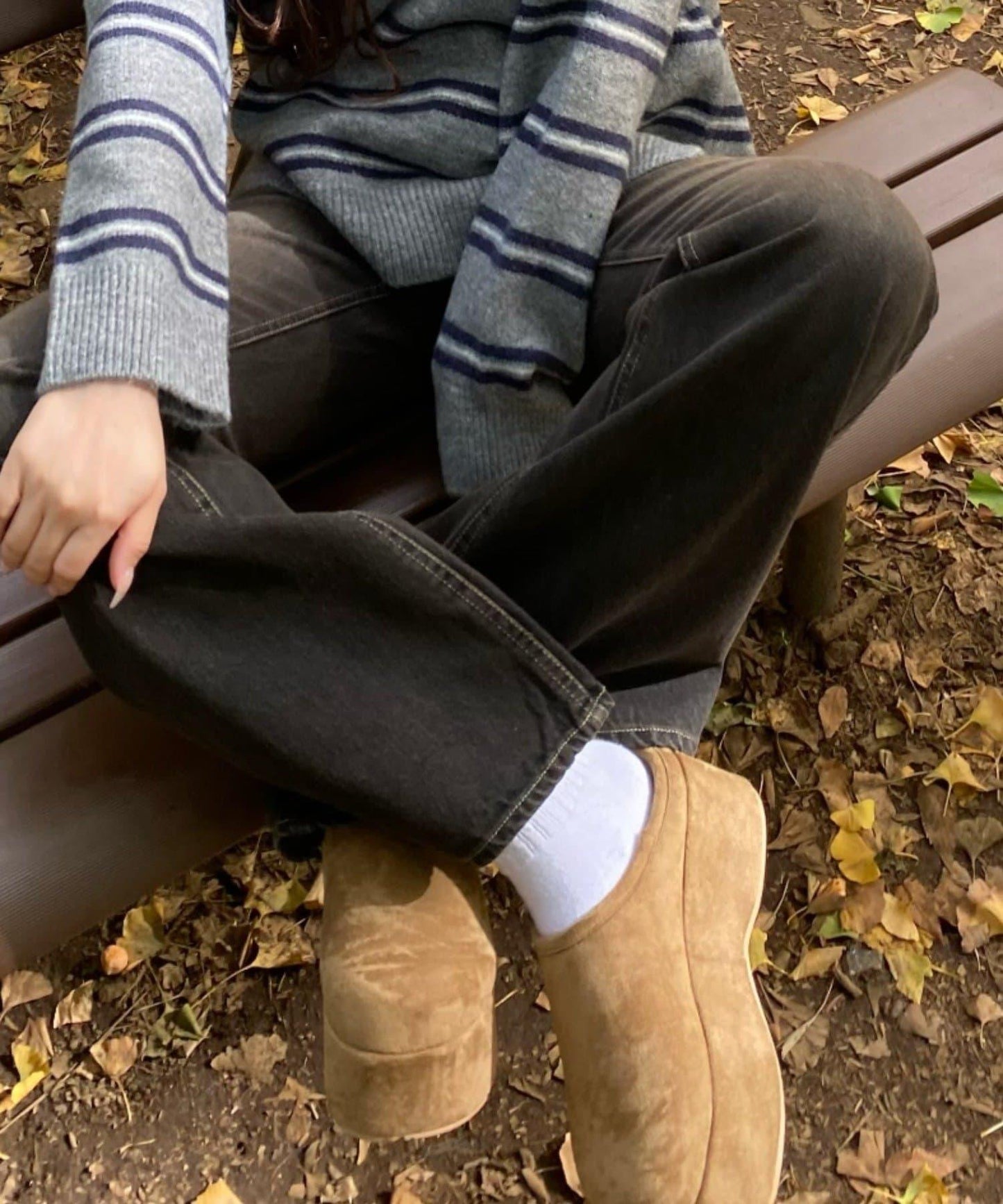 厚底羊羔絨懶人鞋