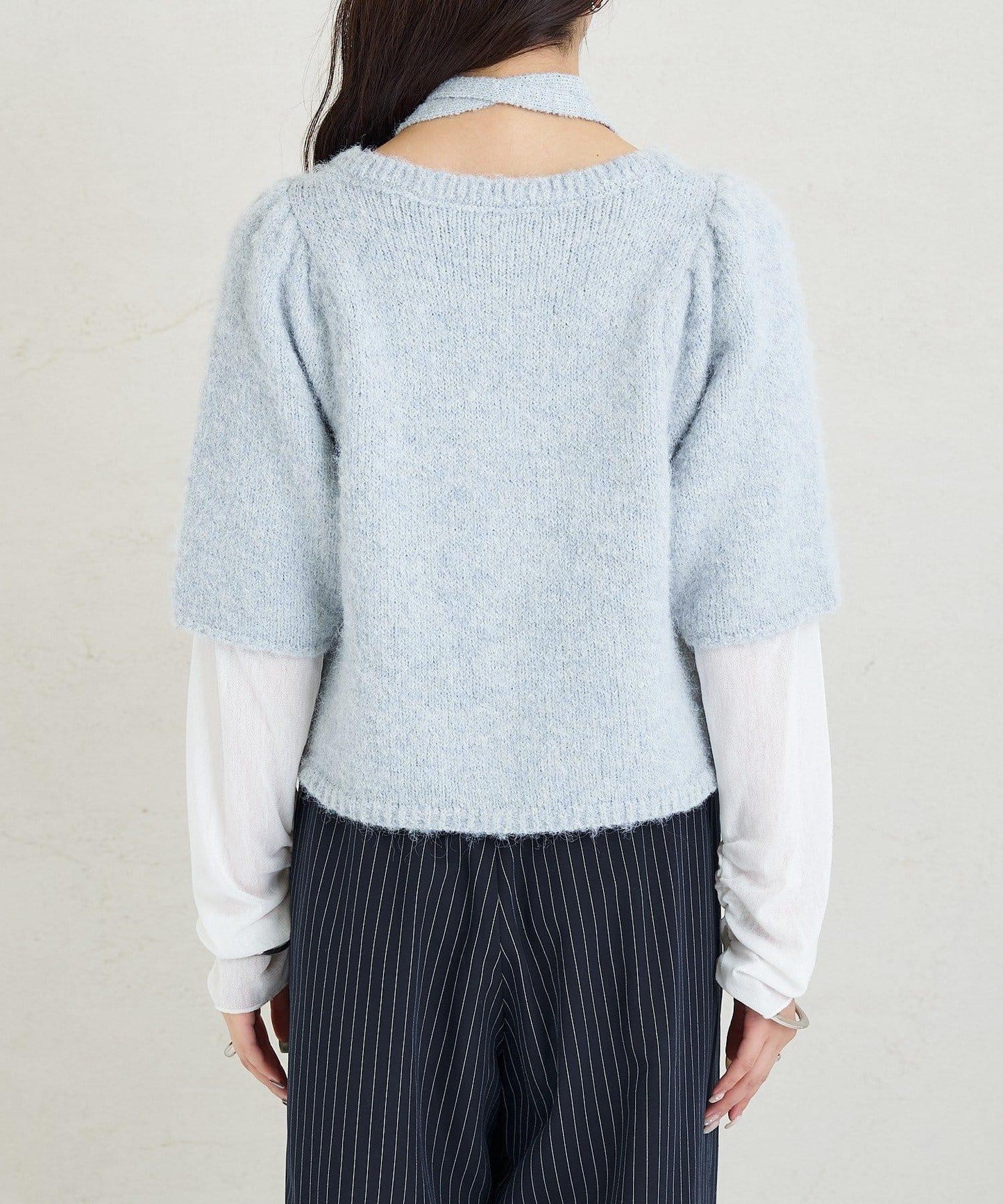 《10%OFFおすすめアイテム》蓬鬆短袖針織開衫