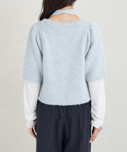 《10%OFFおすすめアイテム》蓬鬆短袖針織開衫