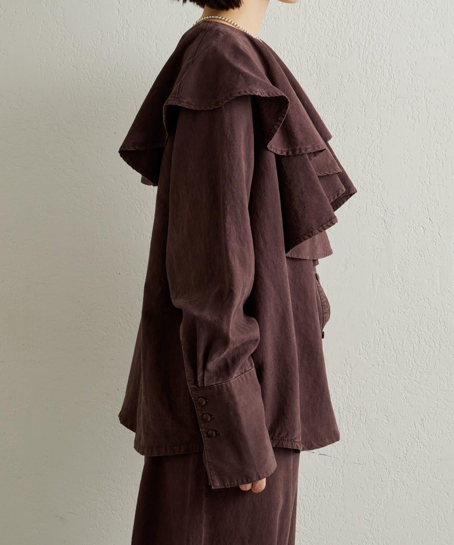 【可搭配套裝穿著◎】仿水洗荷葉邊襯衫