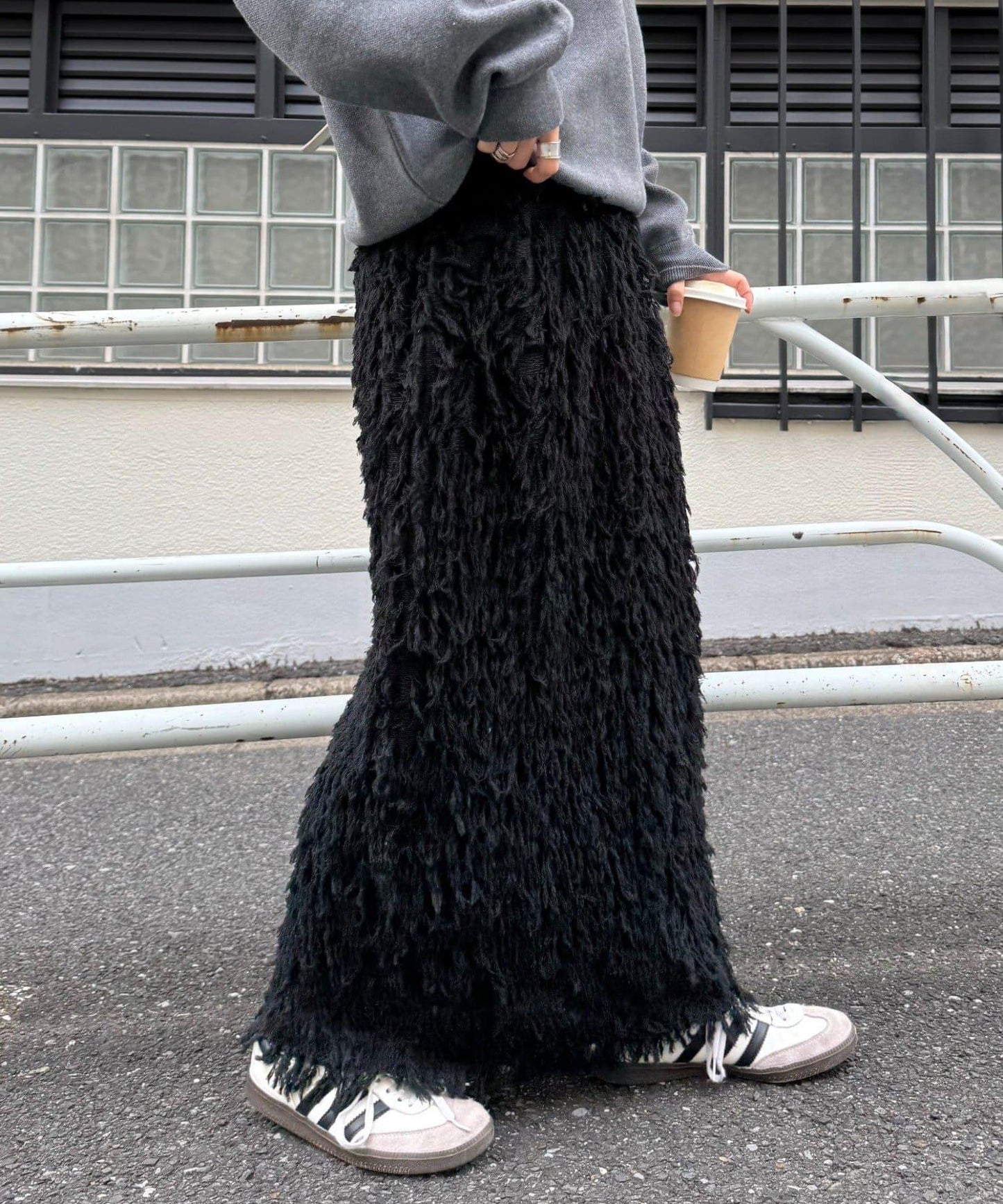 羽毛流蘇中長裙