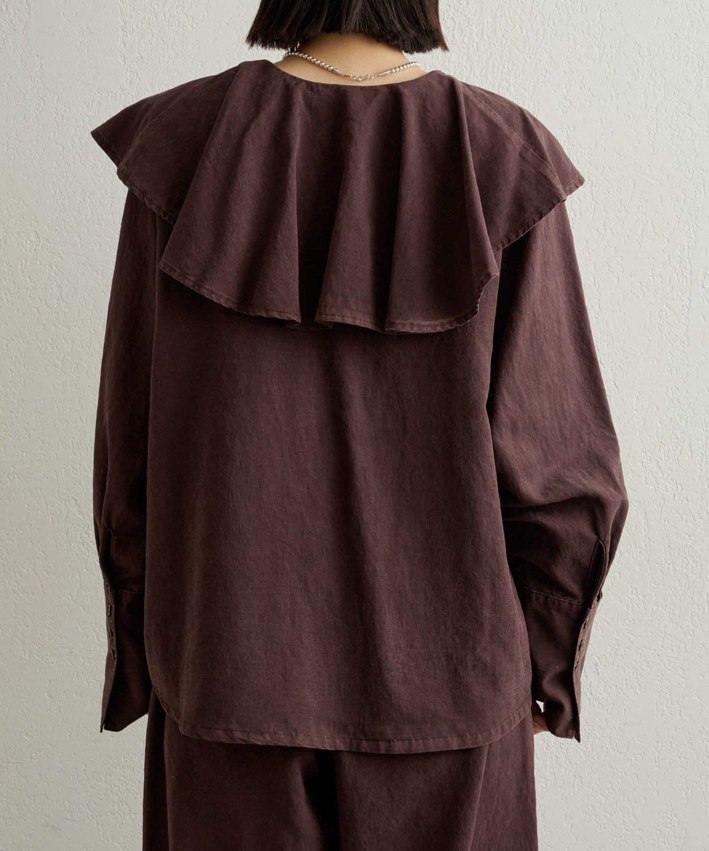 【可搭配套裝穿著◎】仿水洗荷葉邊襯衫