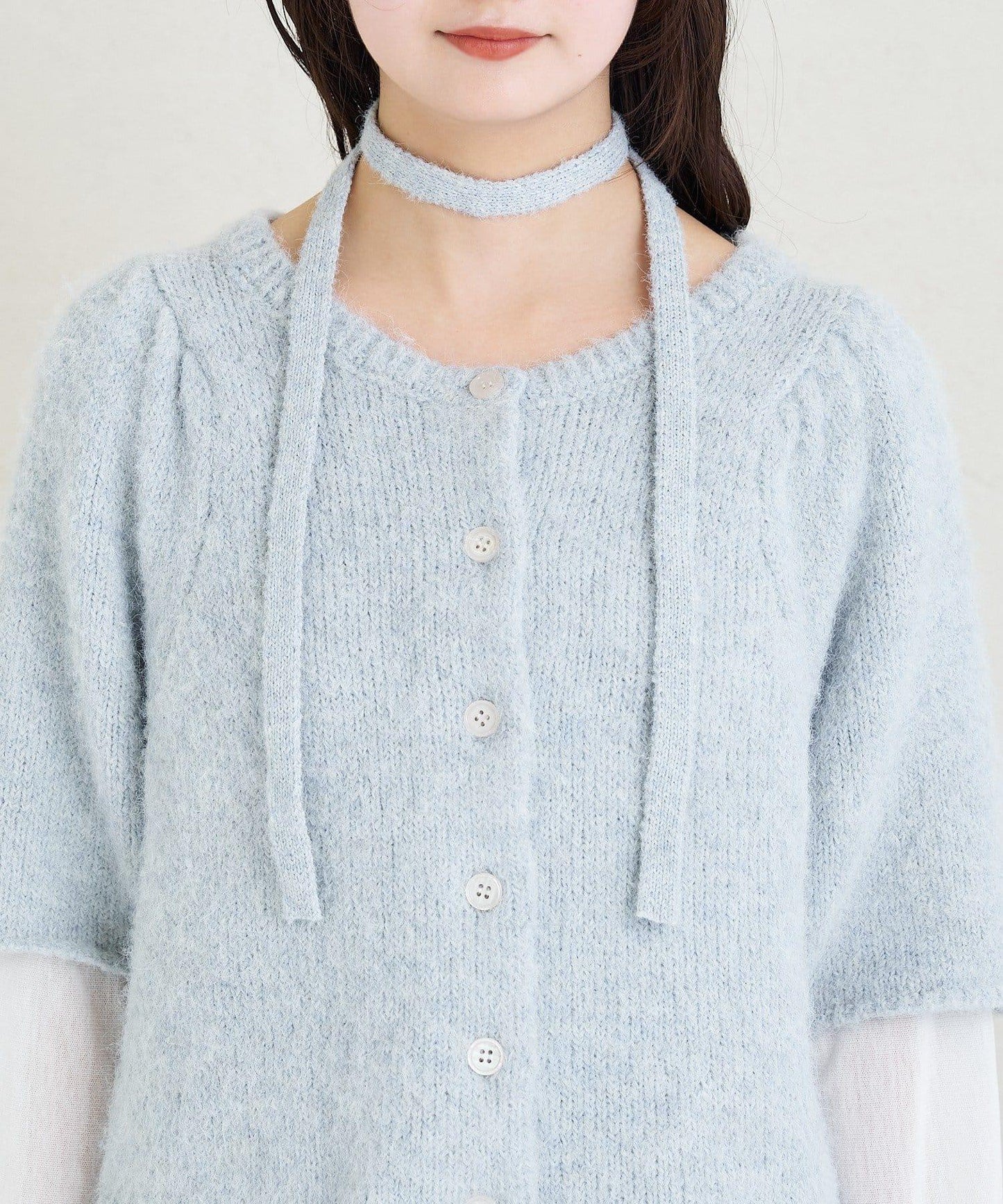 《10%OFFおすすめアイテム》蓬鬆短袖針織開衫