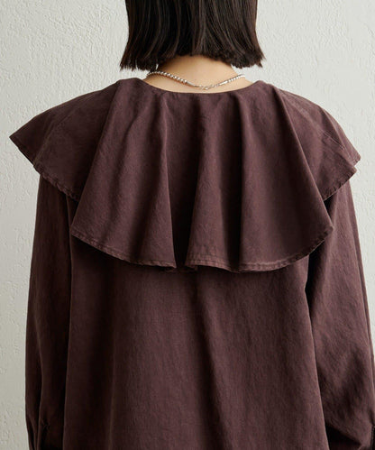 【可搭配套裝穿著◎】仿水洗荷葉邊襯衫