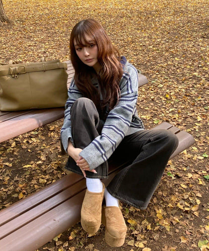 厚底羊羔絨懶人鞋