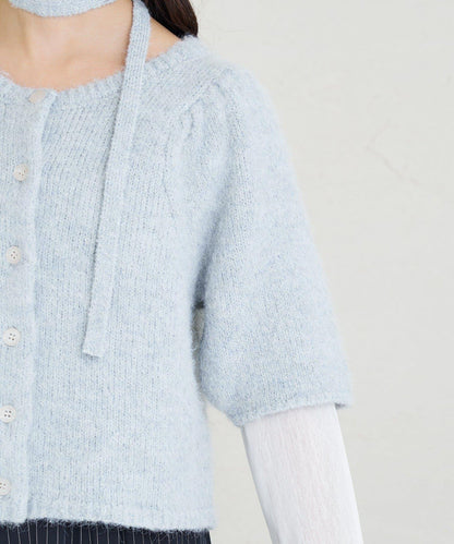 《10%OFFおすすめアイテム》蓬鬆短袖針織開衫