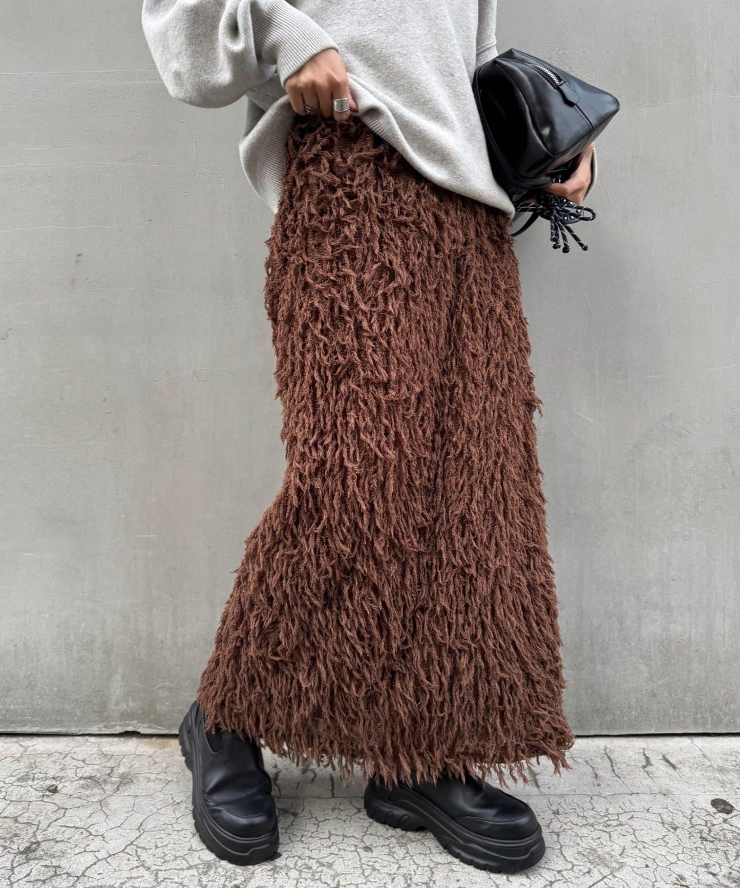 羽毛流蘇中長裙