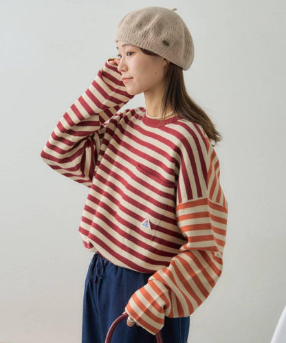 【GEVACO】短款條紋針織套頭衫