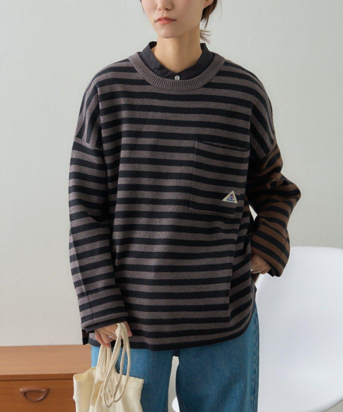 【中性】【GEVACO】條紋針織套頭衫