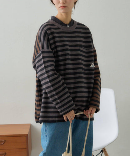 【中性】【GEVACO】條紋針織套頭衫