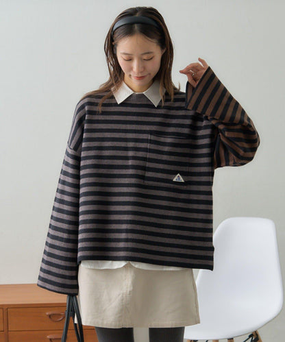 【GEVACO】短款條紋針織套頭衫